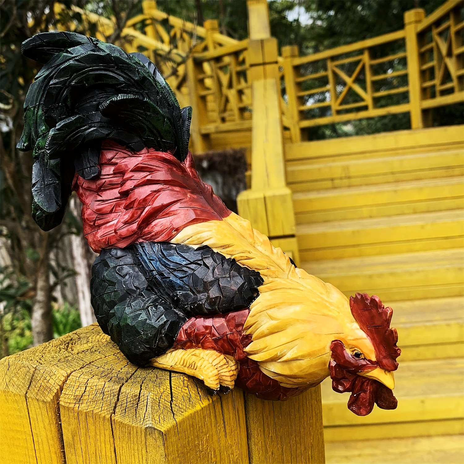 

1 pièce, Décoration d'art de coq de statues de jardin, figurine de coq imperméable, sculpture de poulet pour le jardin, la cour, le chemin, la clôture, le porche, la pelouse