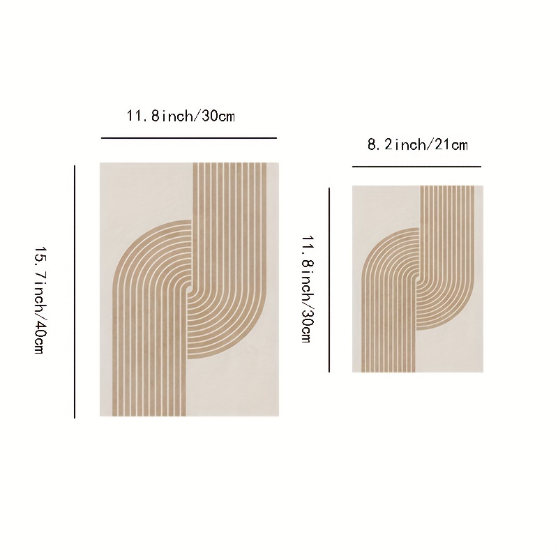 6pcs Beige Abstract Line Canvas Print Posters
