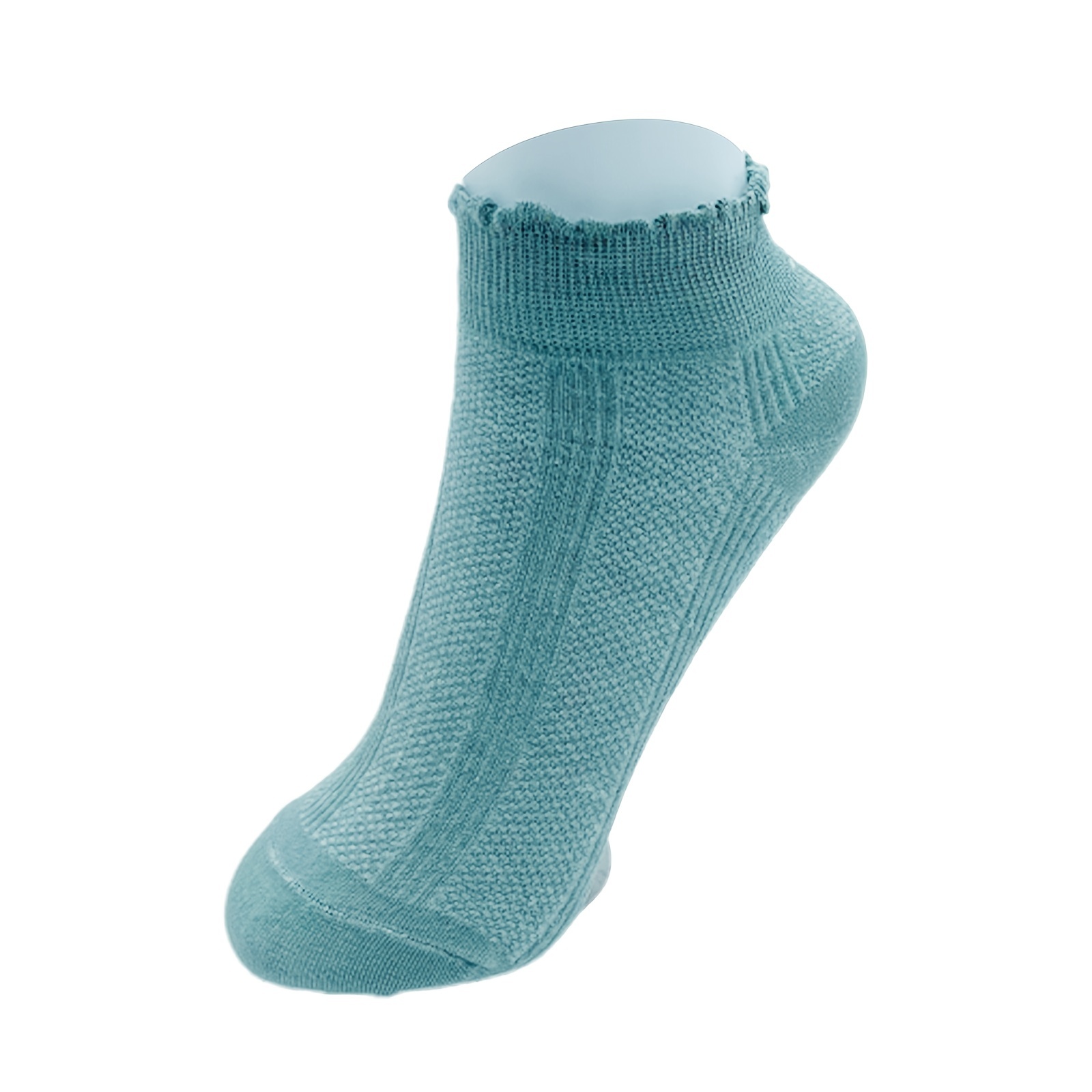 Solid Curly Trim Short Socks Casual Ankle Socks Women's Stockings