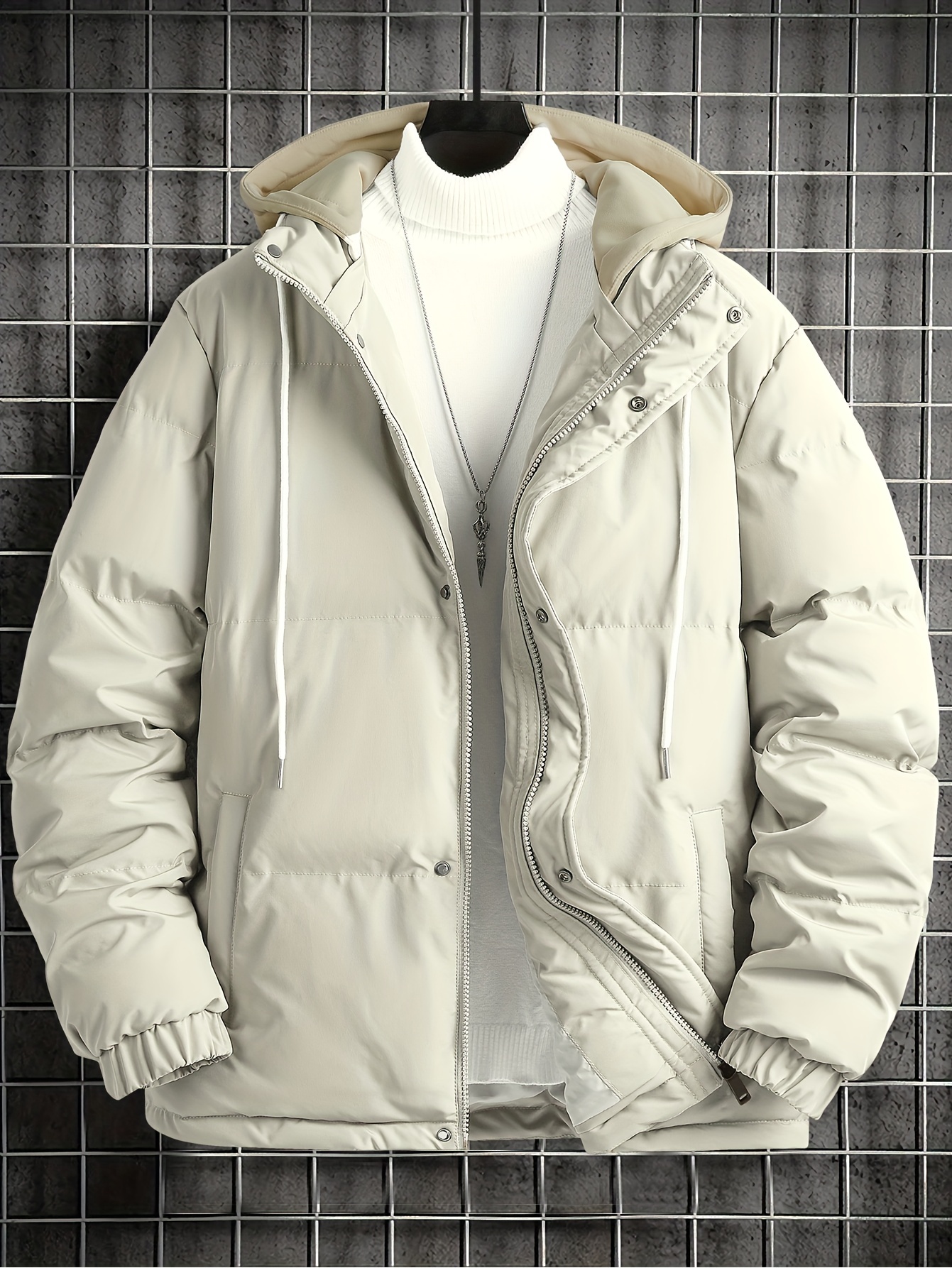 Warm Classic Design Hooded Jacket Men's Casual Zip Jacket - Temu