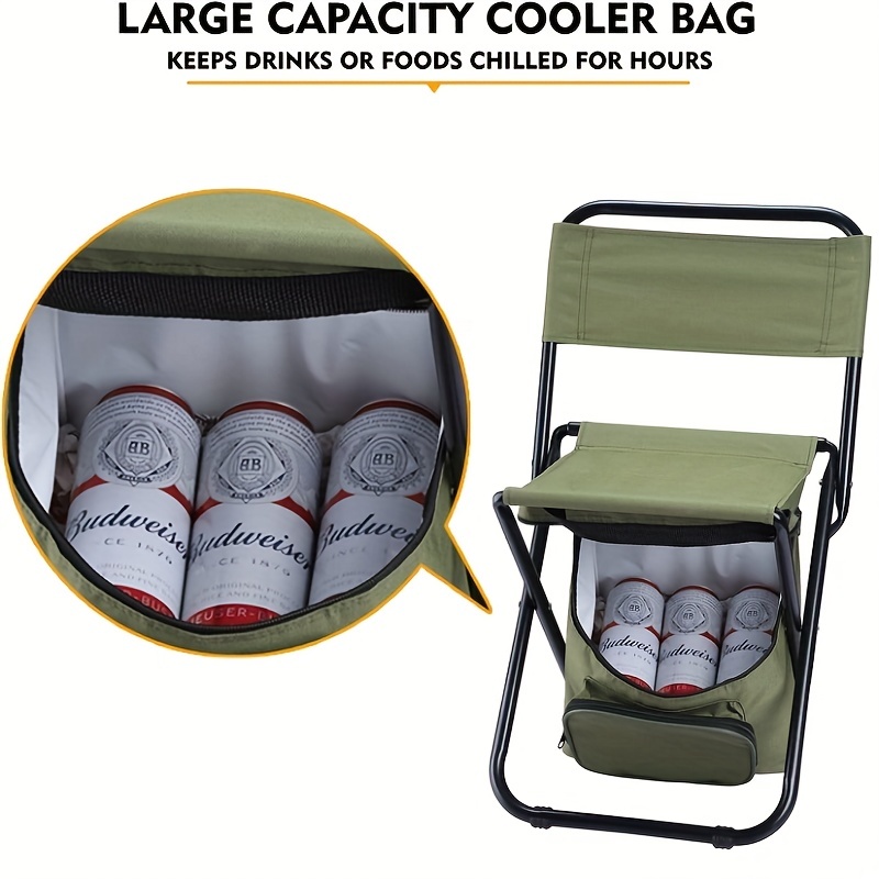 1pc Compact Fishing Chair With Built In Cooler Bag - Temu Australia