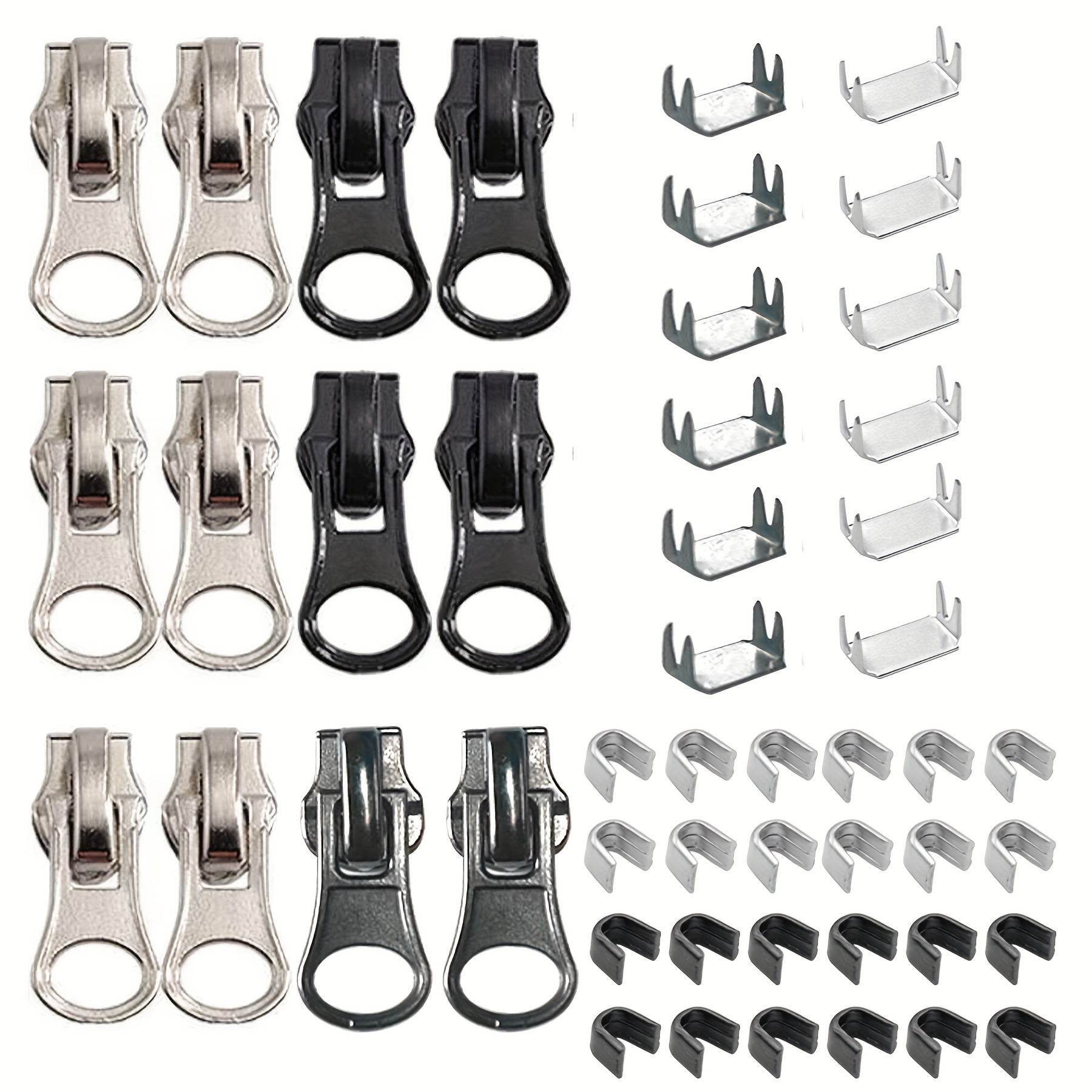 Zipper Repair Kit #5 Sliders with Pull 12 Pcs, Zipper Stops