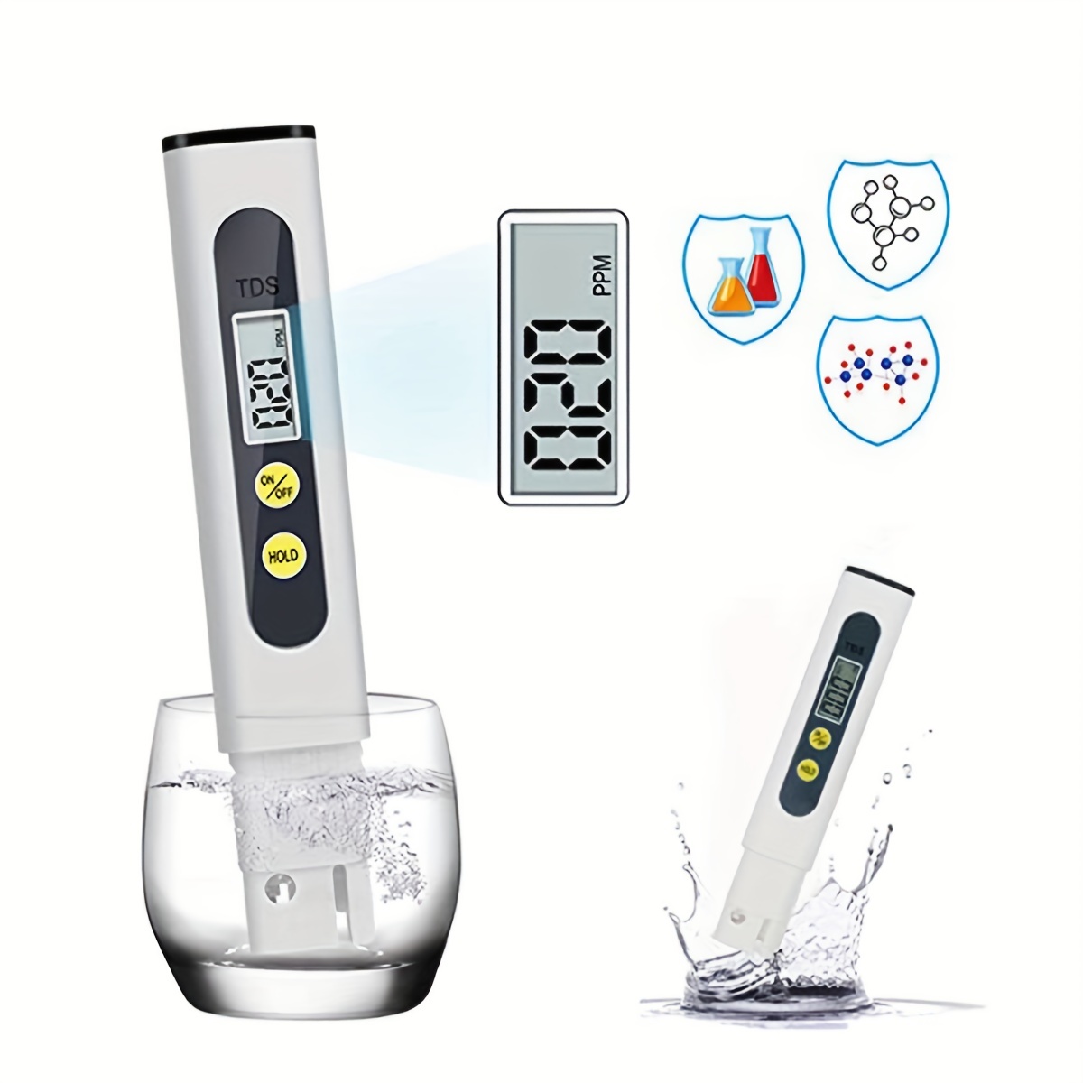 pH-mètre pH TDS et température EC testeur BIO 5 en 1 Testeur de qualité de  l'eau avec Écran LCD, testeur de qualité l'eau numérique (ATC) pour l'eau