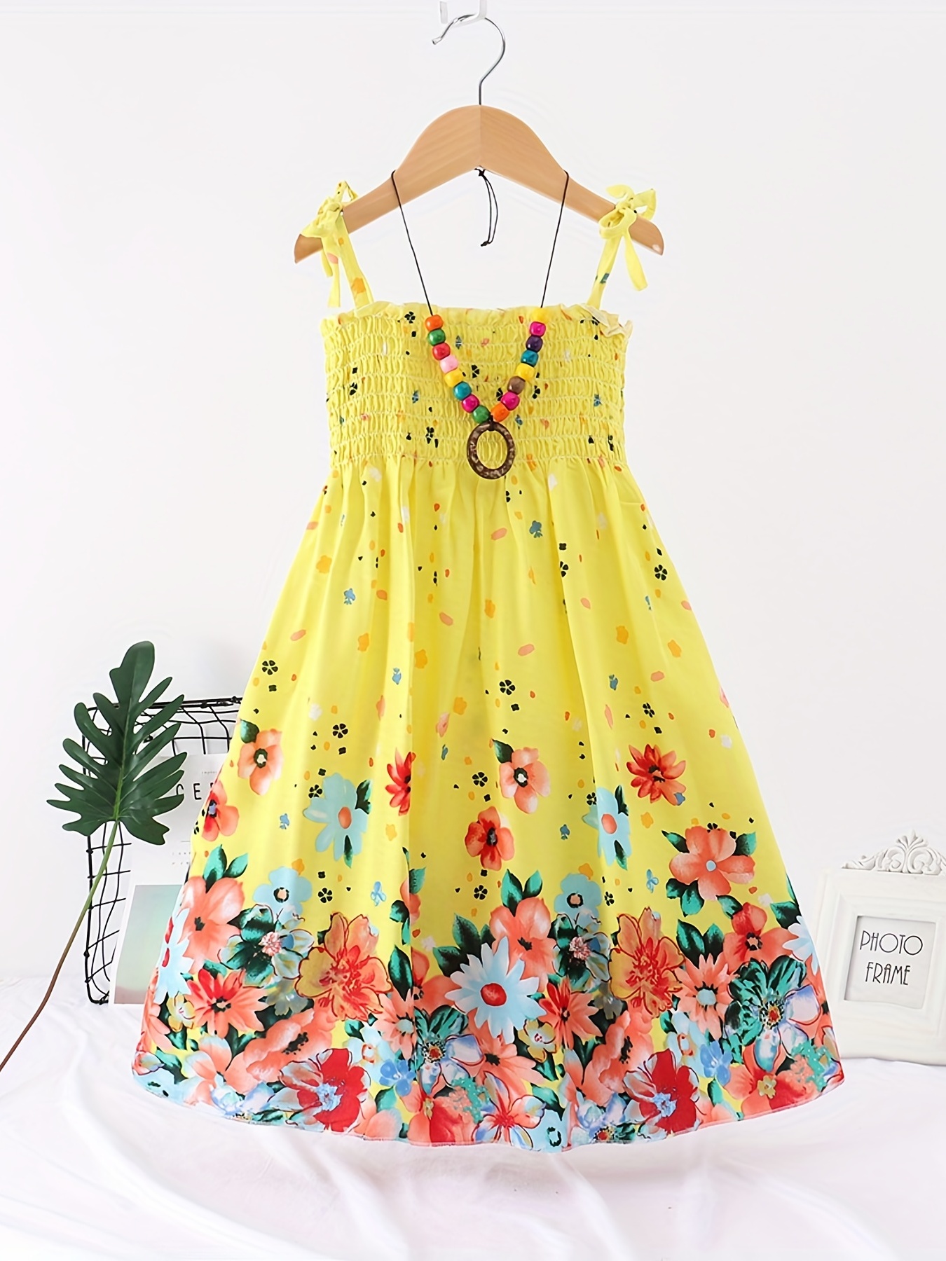 Arshiner Girls Summer Dress Ruffle Trim Button Front Bowknot Casual