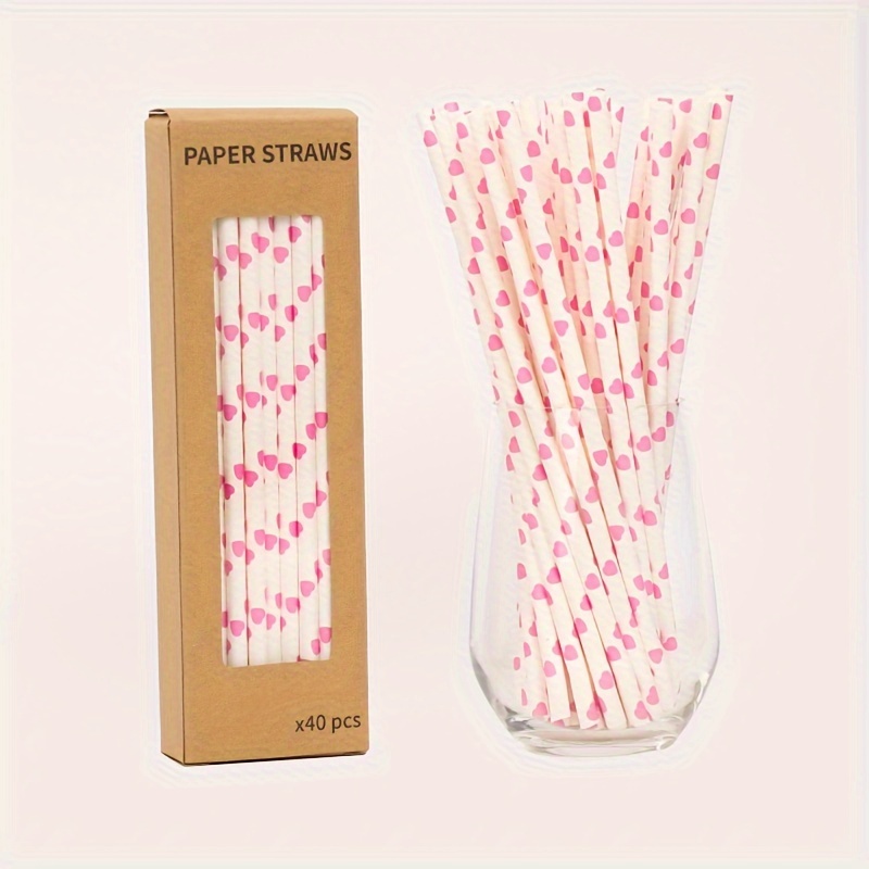PINK HEART Paper Straws*