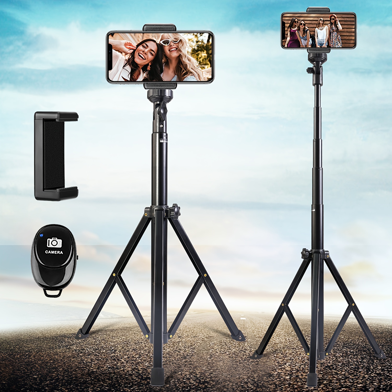 57in Phone Tripod, Selfie Stick, Camera Tripod Stand With Wireless Remote  And Phone Holder, Perfect For Selfies/Video Recording/Live Streaming