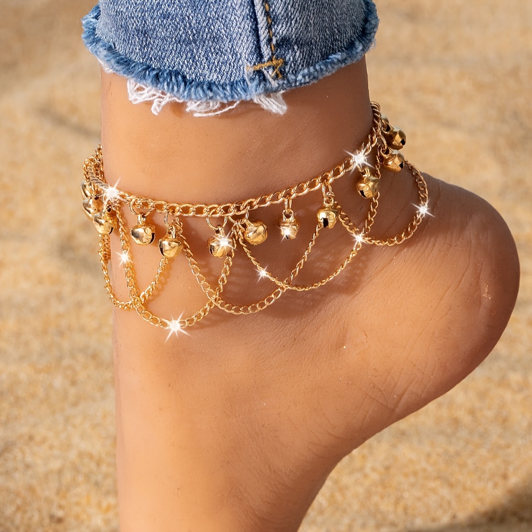 

1pc Bell Tassel Pendant Thin Chain Anklet Simple Exquisite Versatile Foot Chain Ankle Bracelet