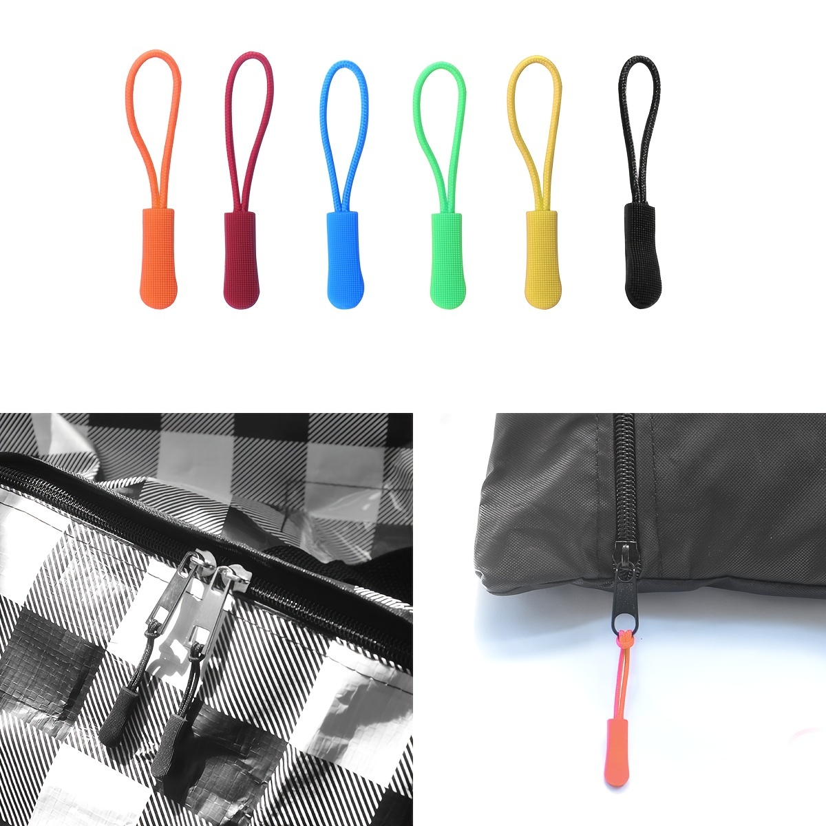 60 Pcs Heavy Duty U Shape Nylon Zipper Pulls Zipper Tags Zipper Extension  Replacement For Cord, Backpacks, Jackets, Traveling Cases, Luggage, Purses