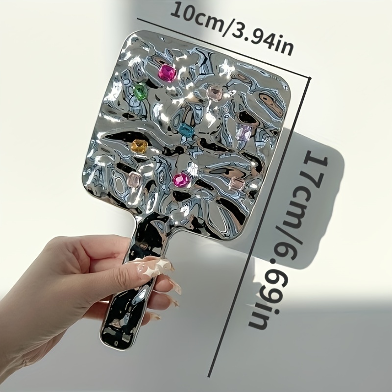 Square Rhinestone Hand Mirror Decor Vanity Mirror