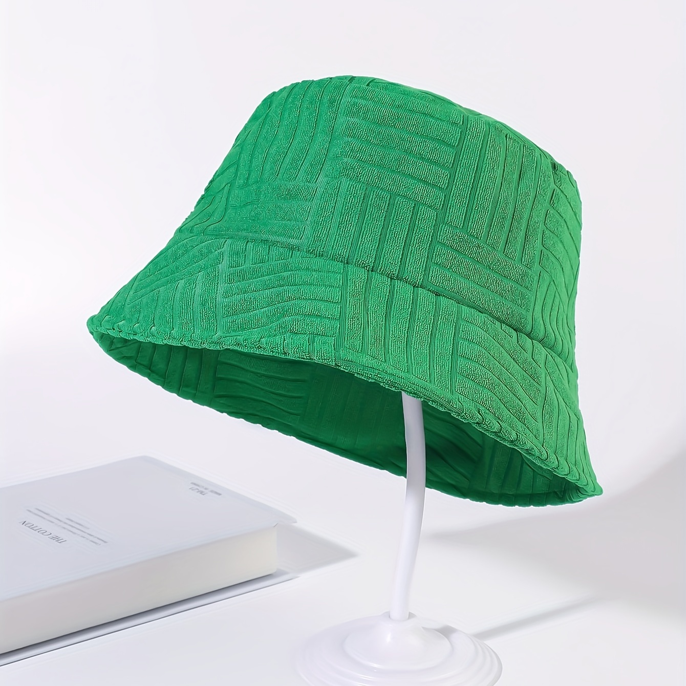 Orienteering Striped Bucket Hat - Green / Blue / Terracotta - Cotton - One Size - The Stripes Company