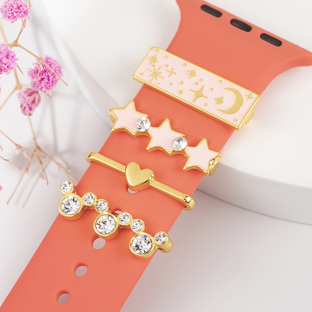 Smart Watch Accessories Set For Applewatch Watch With Decorative Ring Nails  Silicone Strap Decorative Combination