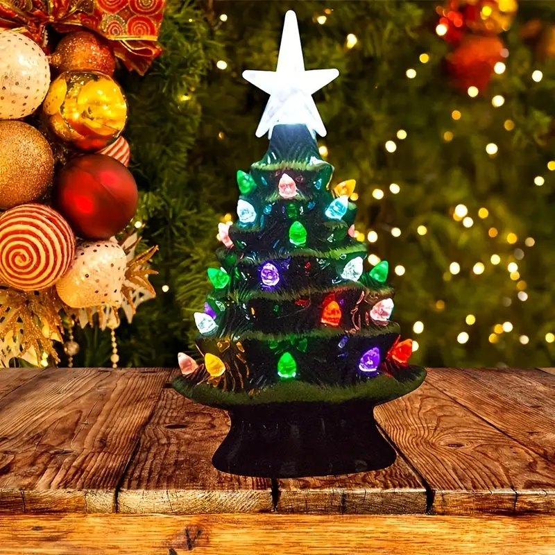 1pc 7 4inch lighted ceramic christmas tree christmas tabletop decorations christmas light up tree for christmas decoration best christmas decorations details 5
