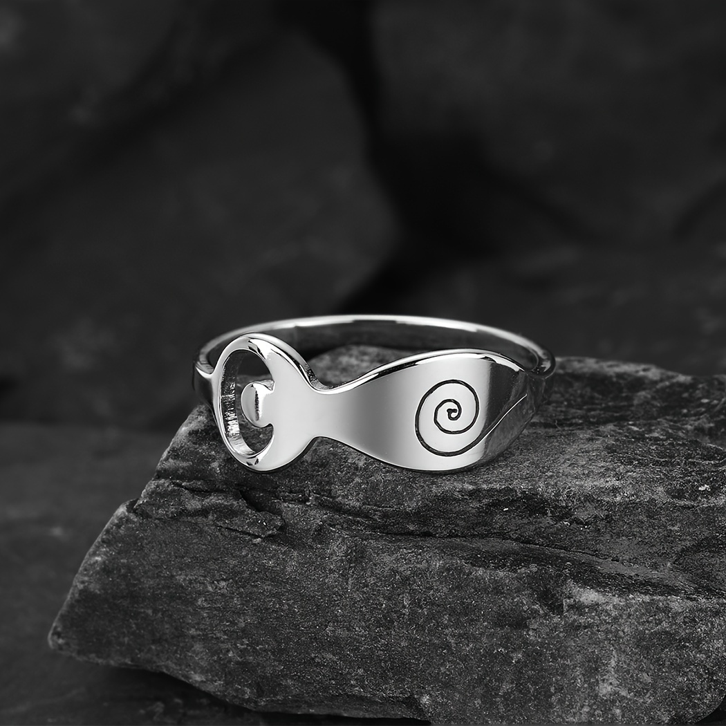 Wicca Spiral Goddess Ring Men Stainless Steel Ring