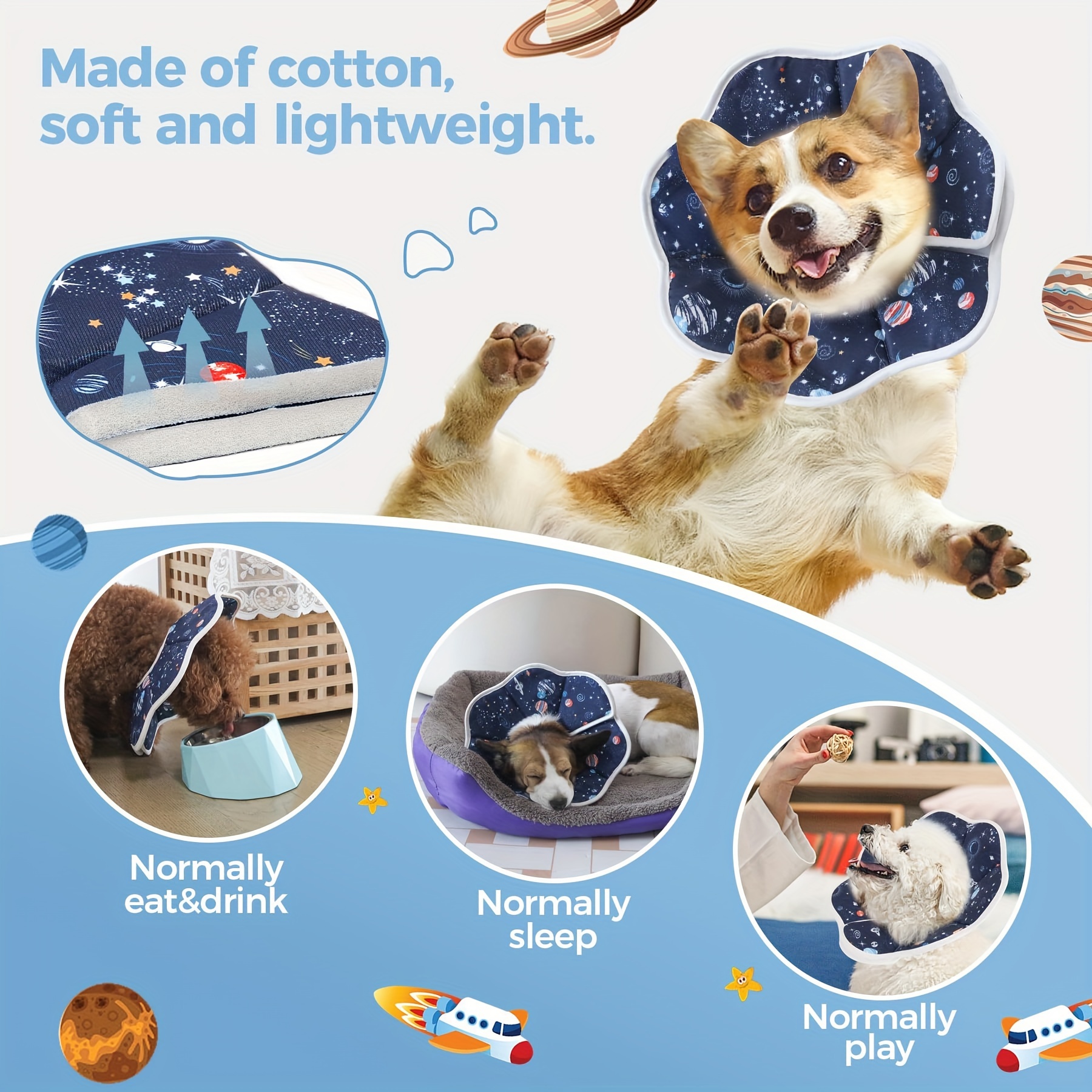 Soft Dog Cone for Dogs After Surgery, Breathable Pet Recovery Collar for  Large Medium Small Dogs and Cats, Adjustable Dog Cone Collar, Elizabethan