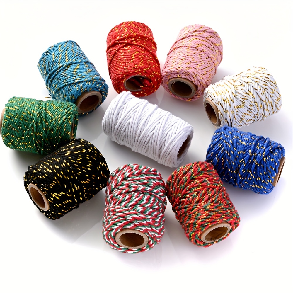 10 Rolls 2mmx787.4inch Braided Cord Christmas Thread, Golden Silk String  Rope For Making Christmas Gift Packaging DIY Party Decor