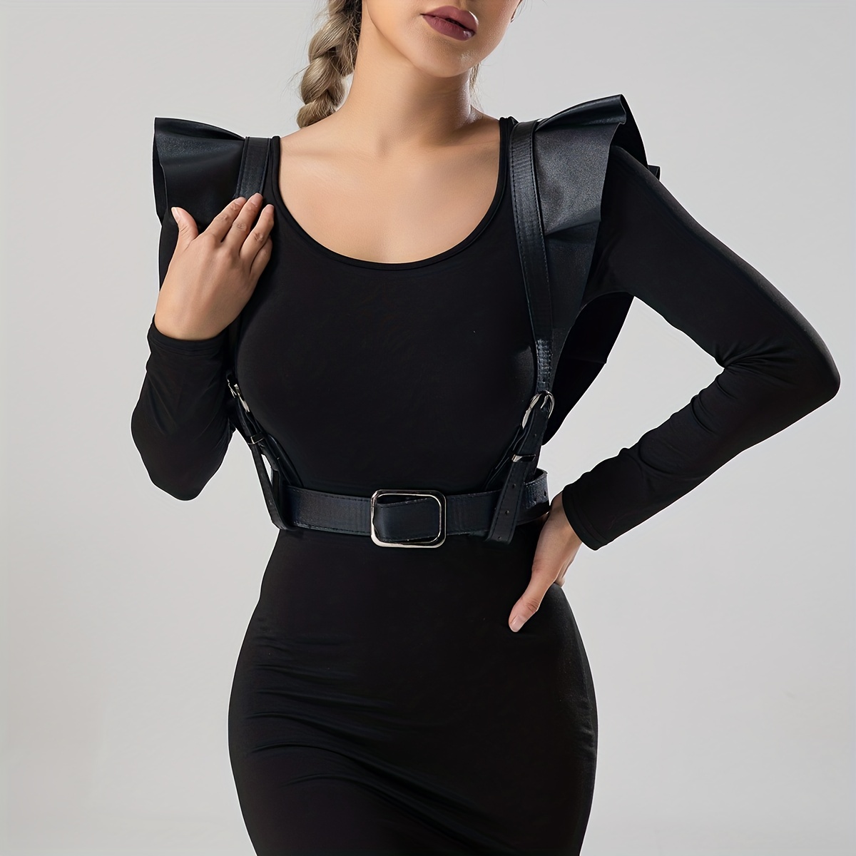 Women Fashion Harness Belt Elastic Wide Pu Leather Cinch - Temu Canada
