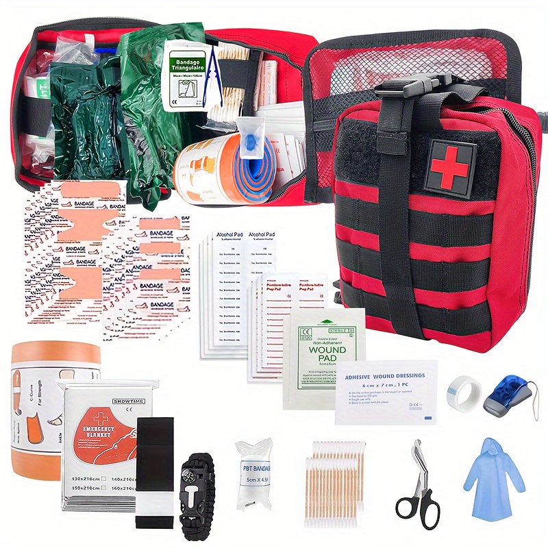 Kit de primeros auxilios de 400 piezas para el hogar, oficina, automóvil,  al aire libre, senderismo, viajes, campamento, bolsa de primeros auxilios