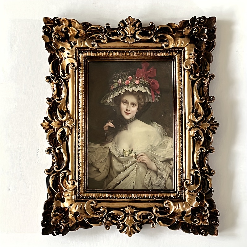 

1pc Antique Style Photo Frame, Vintage Picture Frame For Tabletop And Wall Display, Home Decoration Decoration Crafts