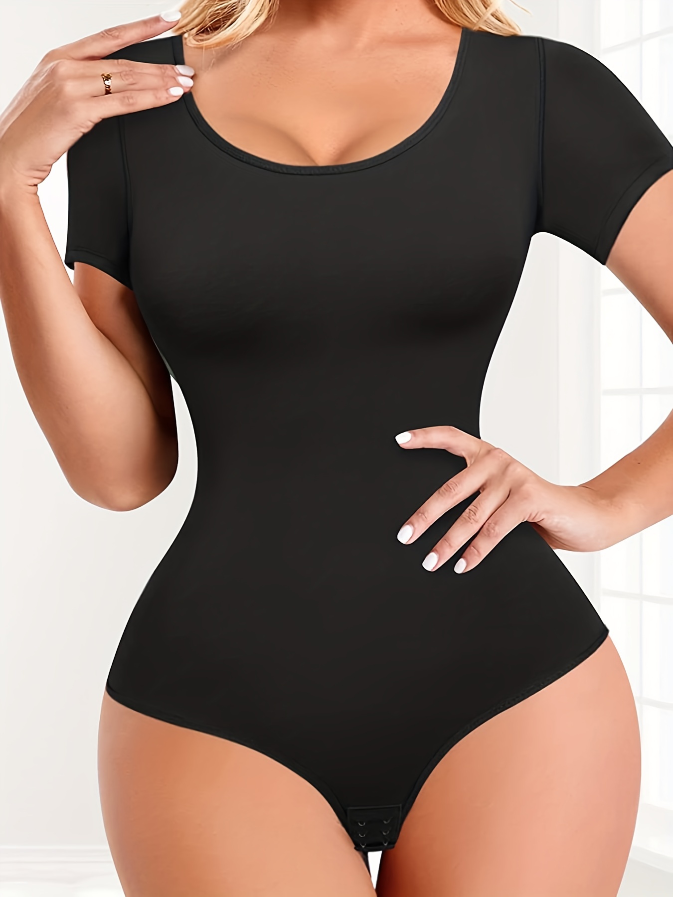  Black Shapewear Bodysuit Tummy Control For Women 2023 Long  Sleeve Crewneck Sexy Fashion Going Out Shirt Small