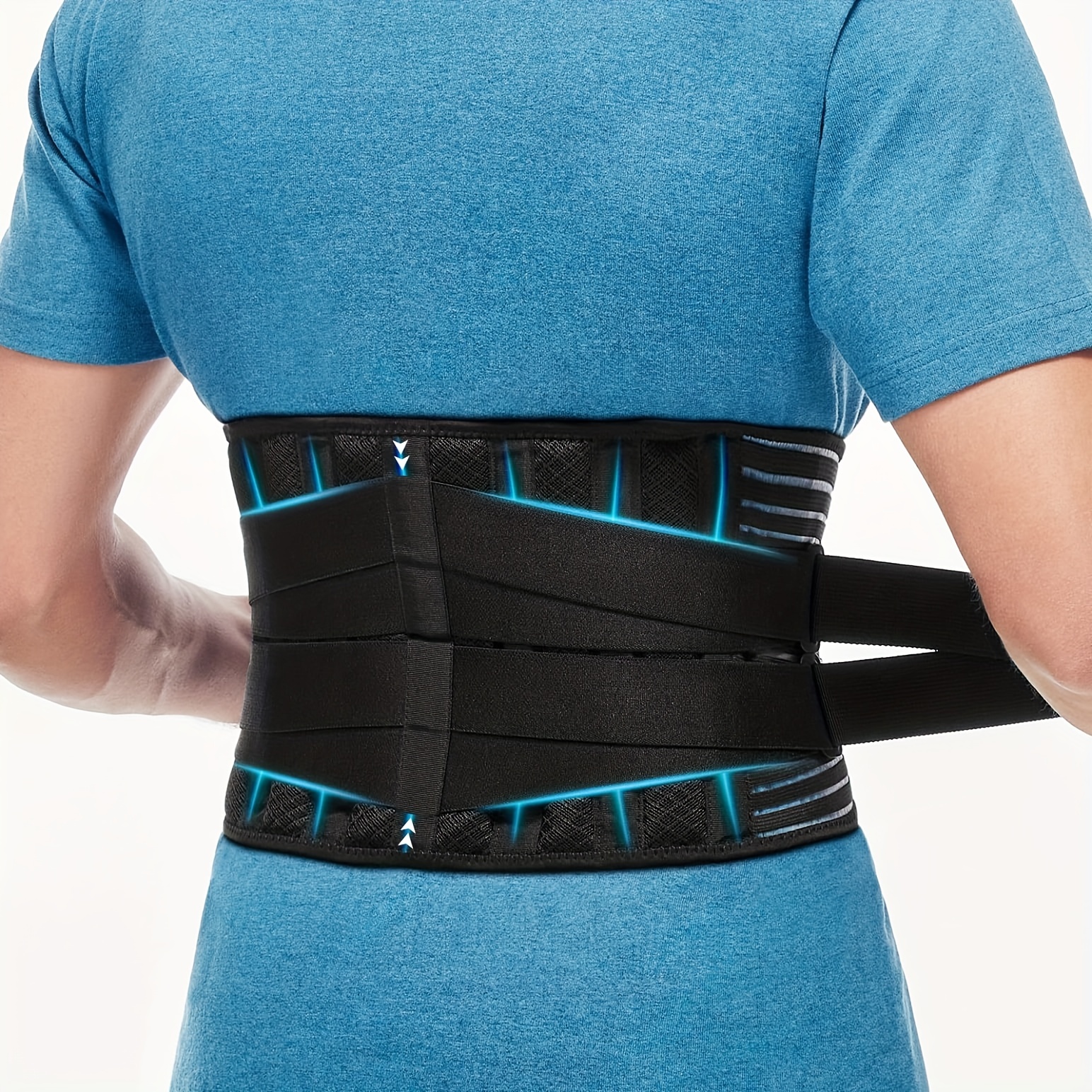 Faja Lumbar para Hombres Mujeres, Cinturón de Apoyo Lumbar con Correas de  Compresión Ajustables para Alivio del Dolor en Parte Baja de Espalda