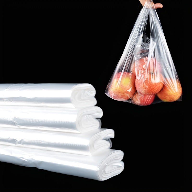 100 Pcs White Tote Bag Food Packaging Bags Large Plastic Grocery T