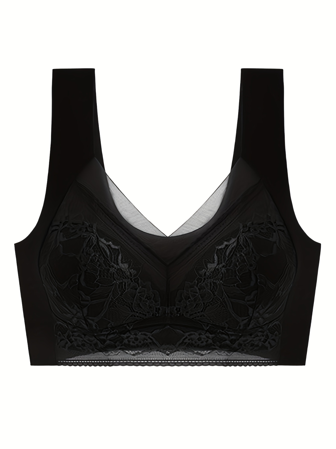 Contrast Mesh Wireless Bra Comfy Breathable Push Bra Women's - Temu Canada