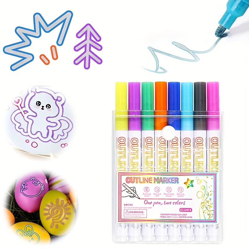 10 Color Art Pen Set Avec Case Contour Marker Carte Cadeau
