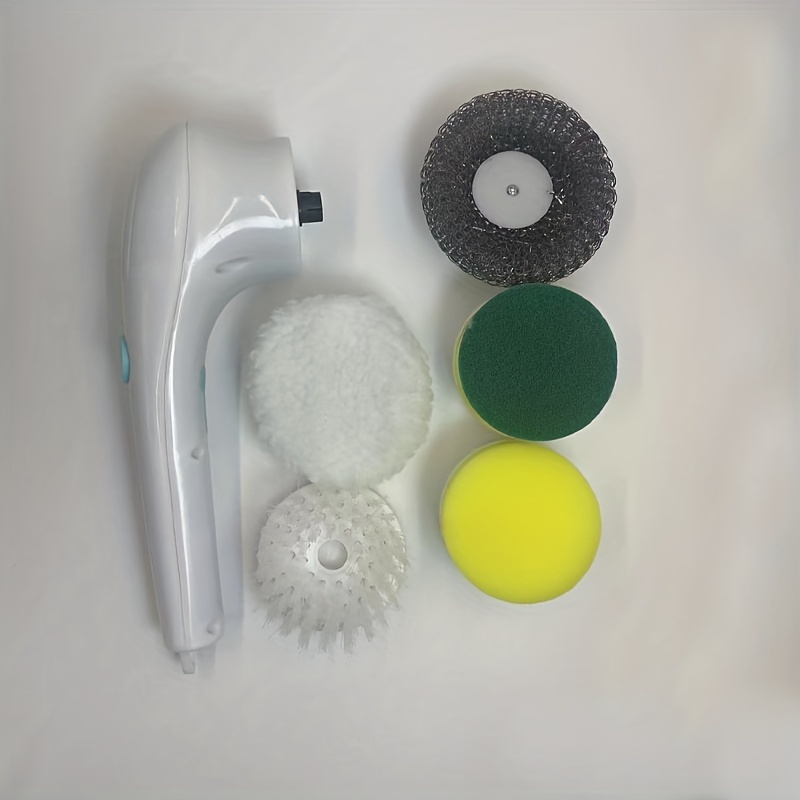 1 Set Handheld Electric Rotary Brush With 5 Brush Heads, Cordless Cleaning  Scrubber, Long-lasting Battery, Low Noise Level For Cleaning  Windows/walls/kitchens/sinks/dishes. Handheld Electric Scrubber For Kitchen  Household Dishwashing, Pots And Pans