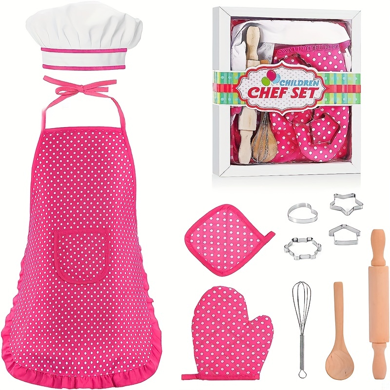 Kids Apron And Chef Hat toddler Apron For Girls Pretend Play - Temu