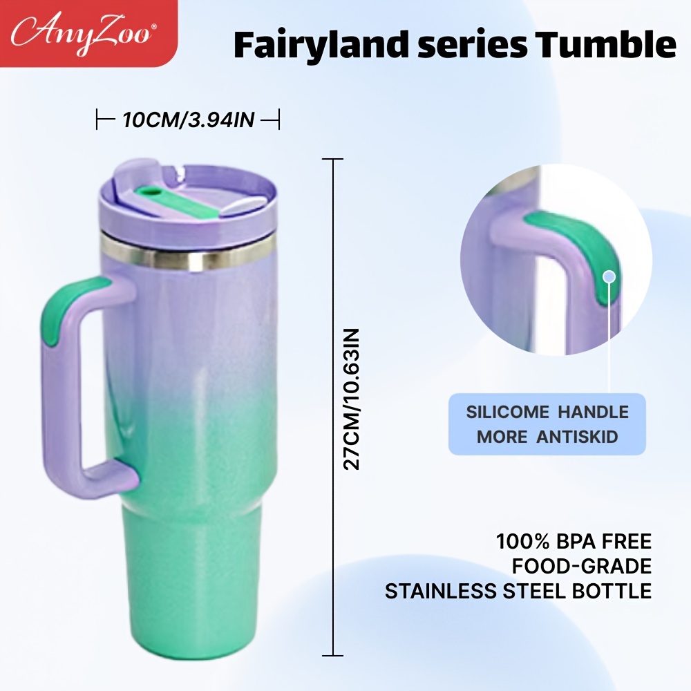 Anyzoo Stainless Steel Tumbler With Lid And Straw - Temu