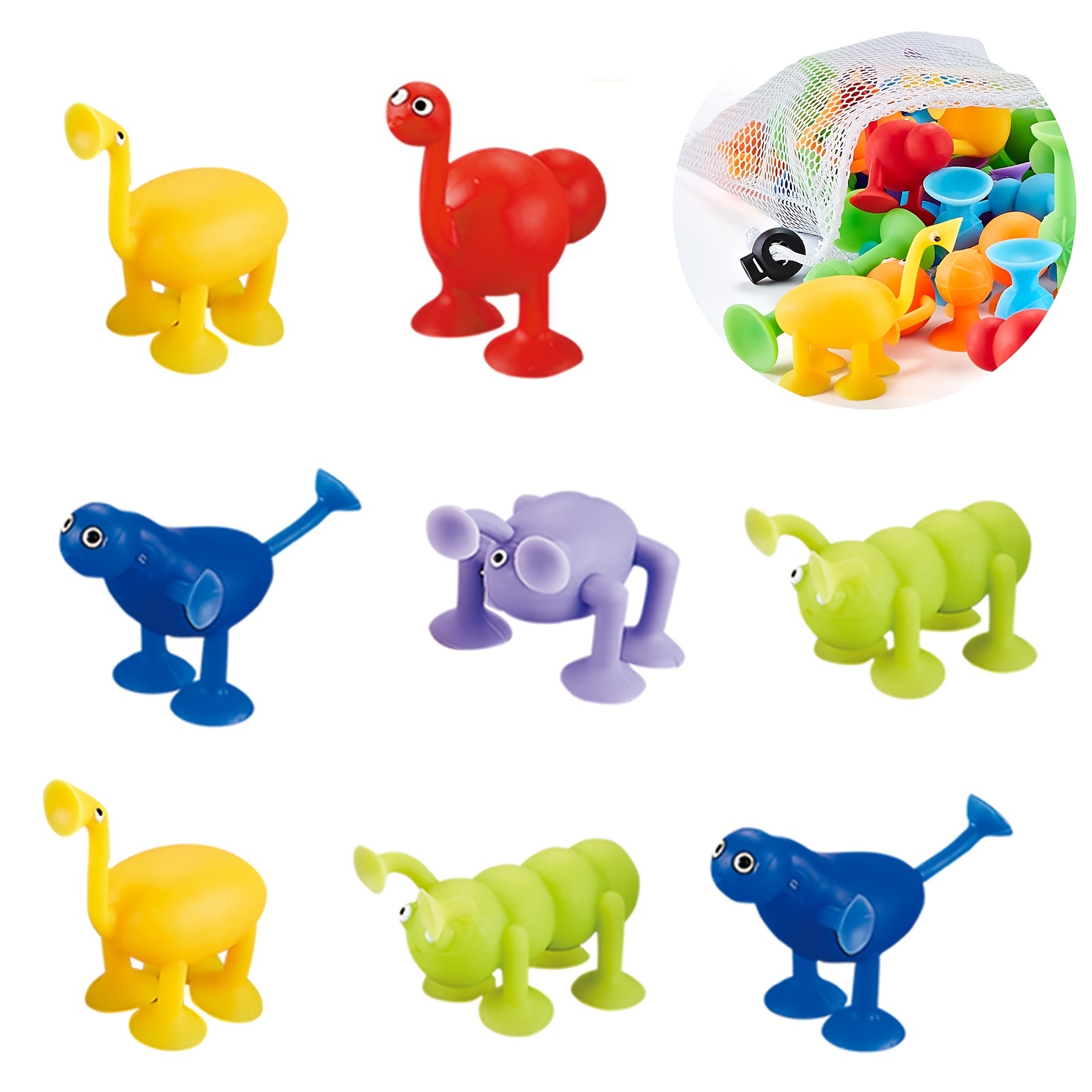 Baby Suction Cup Toys, Silicone Ocean Animals Sucker Toys with Mesh Bag  Storage, Bath Toys for Kids Ages 4-8, Sensory, Window and Travel Toy,  Montessori Gift for 3 4 5 6 7
