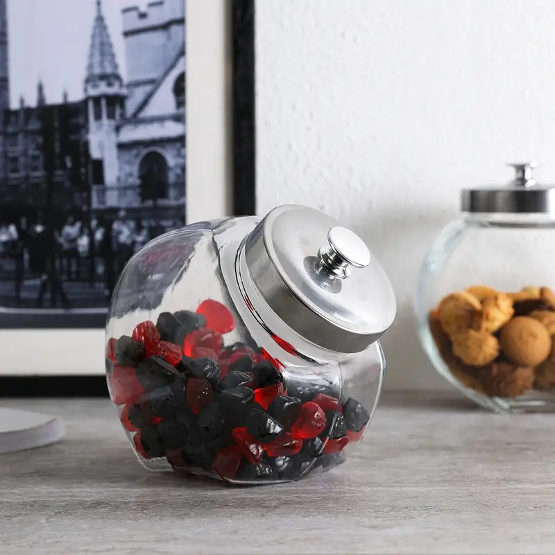 Glass Cookie Candy Penny Jar with Metal Lids Candy Jar Containers