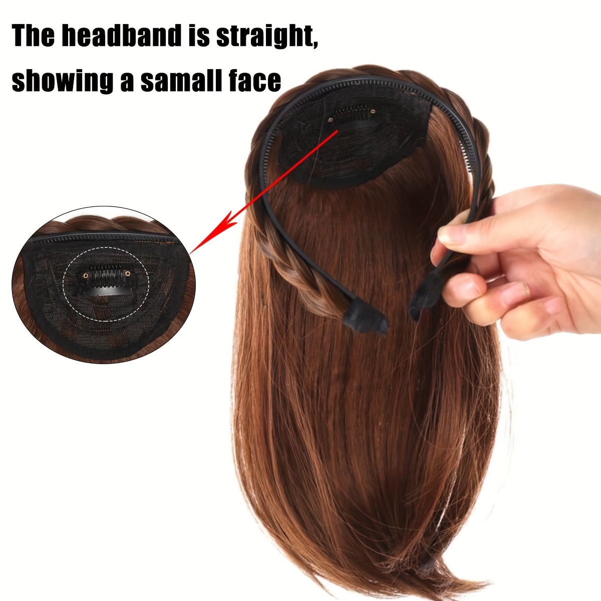 Synthetic Straight Hair Wig Hairband Hidden Seamless Hair Temu