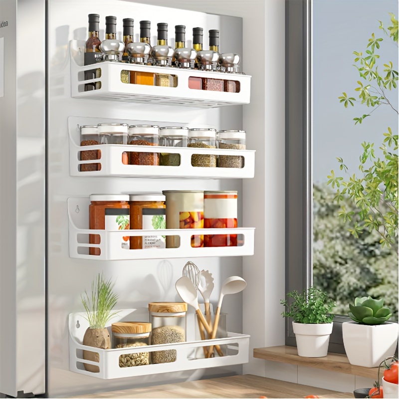4 Pack Magnetic Spice Storage Rack Organizer for Refrigerator and