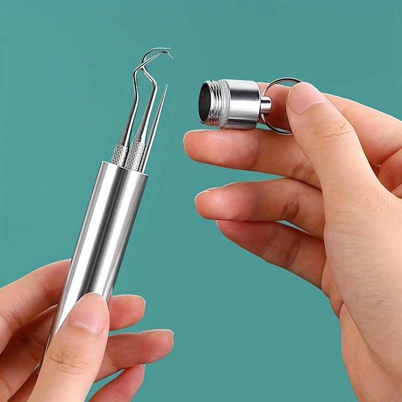 7pcs Stainless Steel Toothpick Dental Floss Oral Teeth Care Cleaning Tool