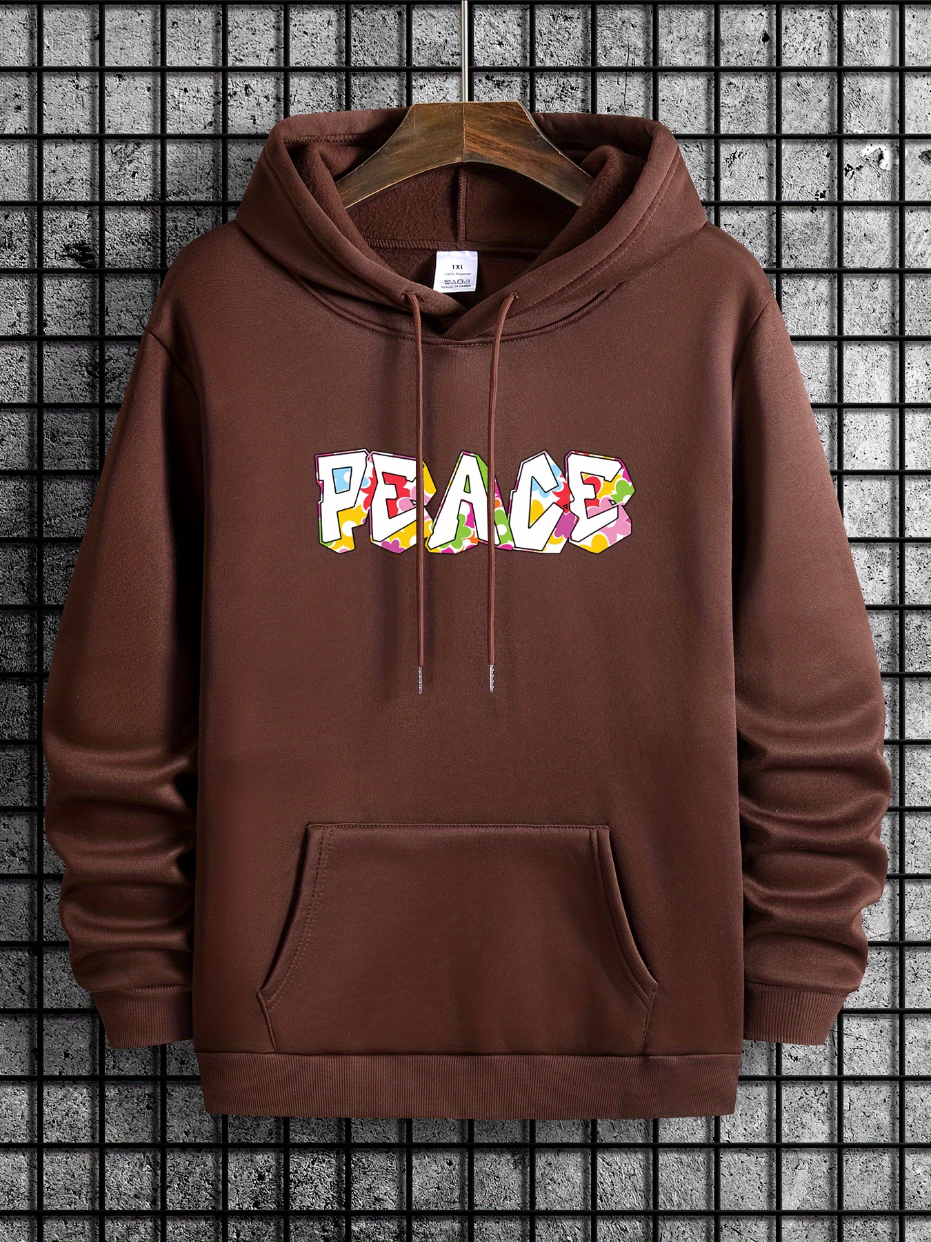 Peace Print Plus Size Hoodies Men Graphic Hoodie Kangaroo - Temu Canada