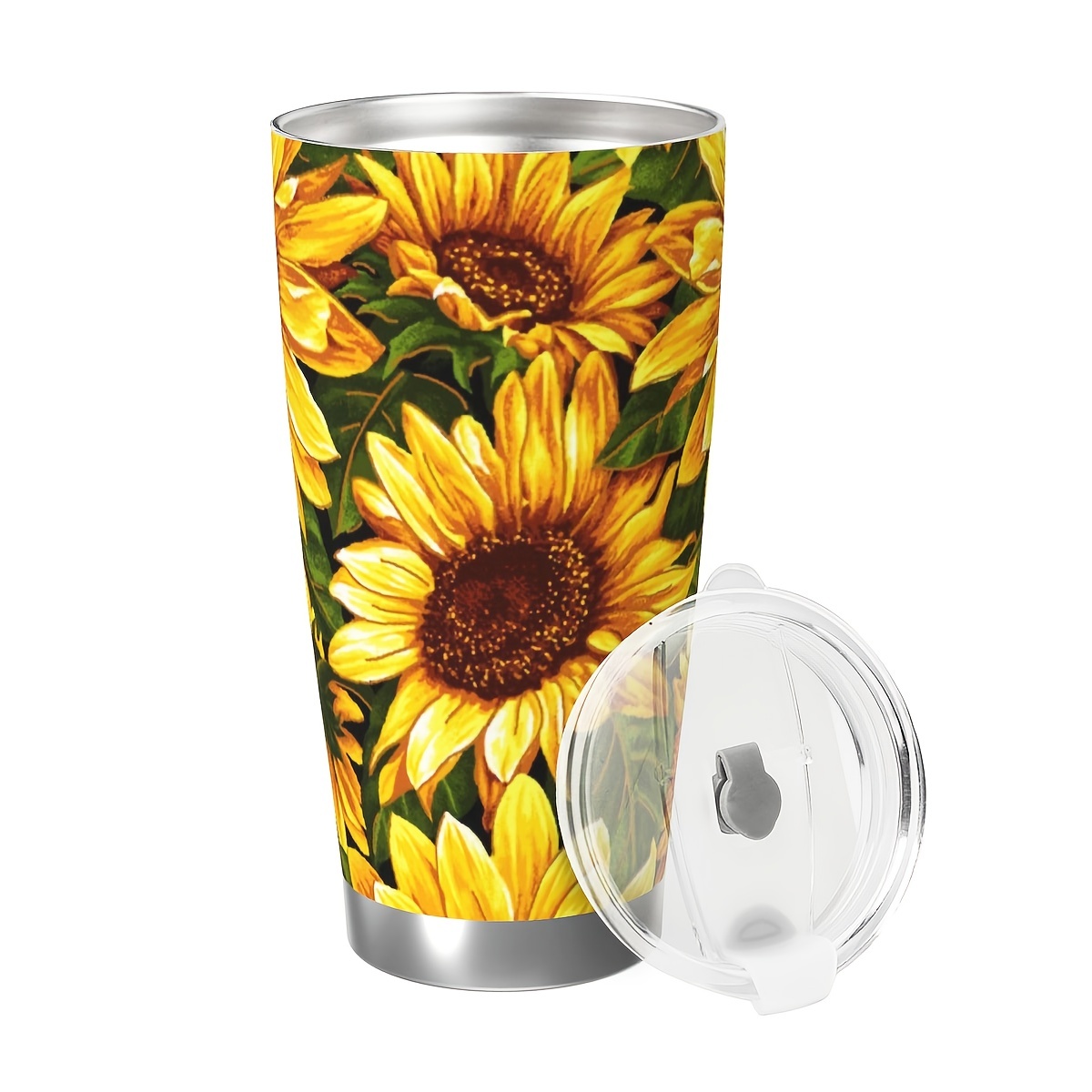 Sunflower Printed Insulated Tumbler Stainless Steel Travel - Temu