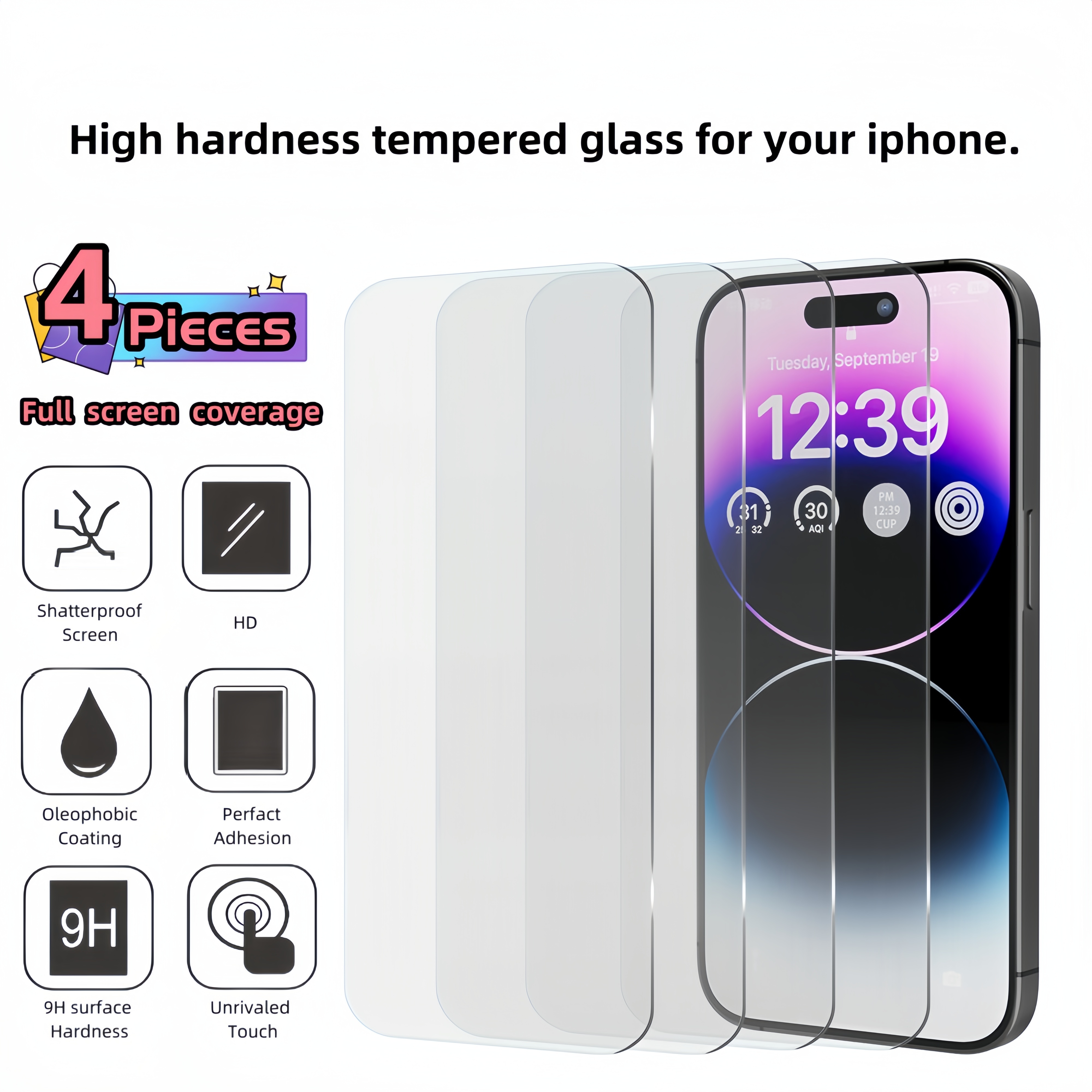 Mobile Phone Screen Protector Tempered Glass Film Iphone 15 - Temu