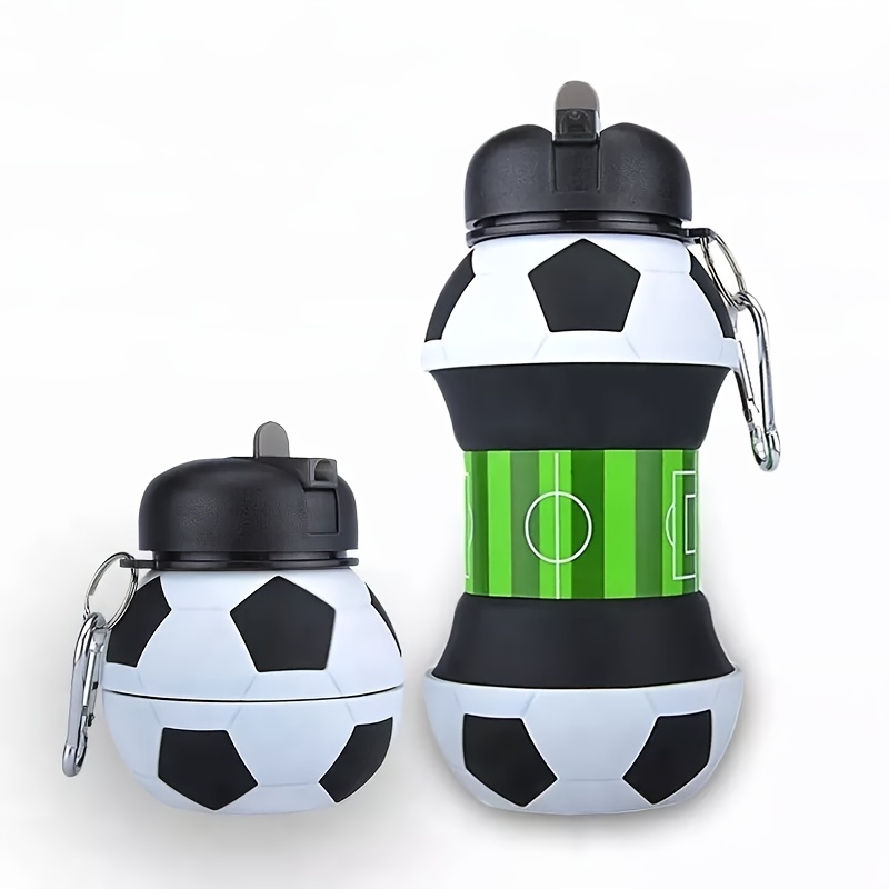 1 Liter Foldable Football Kids Water Bottles Portable Sports Water Bottle  Football Soccer Ball Shaped Water Bottl Silicone Cup