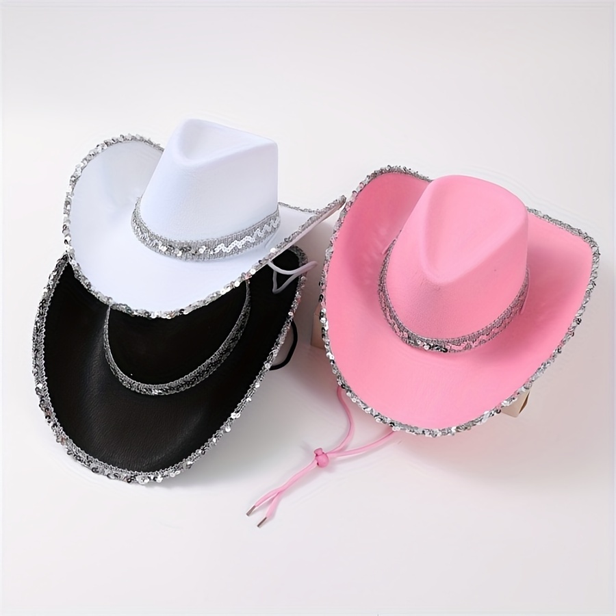 Rosa Cowboyhut Für Frauen Cowgirl Hut Cowboy Hut Für Frauen Rosa  Cowgirl-Hüte Mit Tiara-Krone Damen Cowboyhüte Glänzende Krone Rosa Cowgirl  Hut