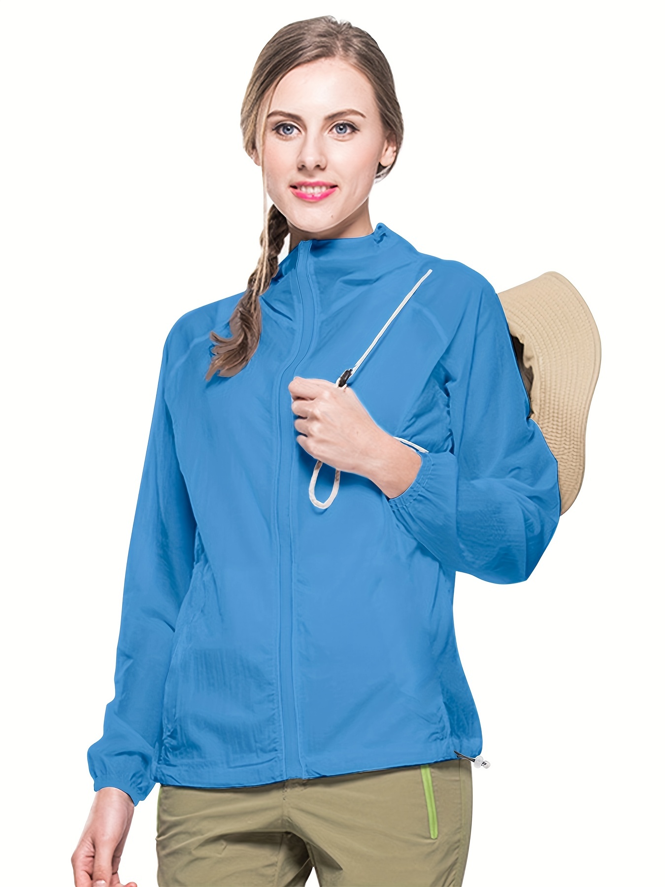 Women's Sun Protection Clothing, UPF 50+ Zip Up Long Sleeve Hoodie with Mask Lightweight Hiking Outdoor Shawl Jacket, Women's Clothing,Temu