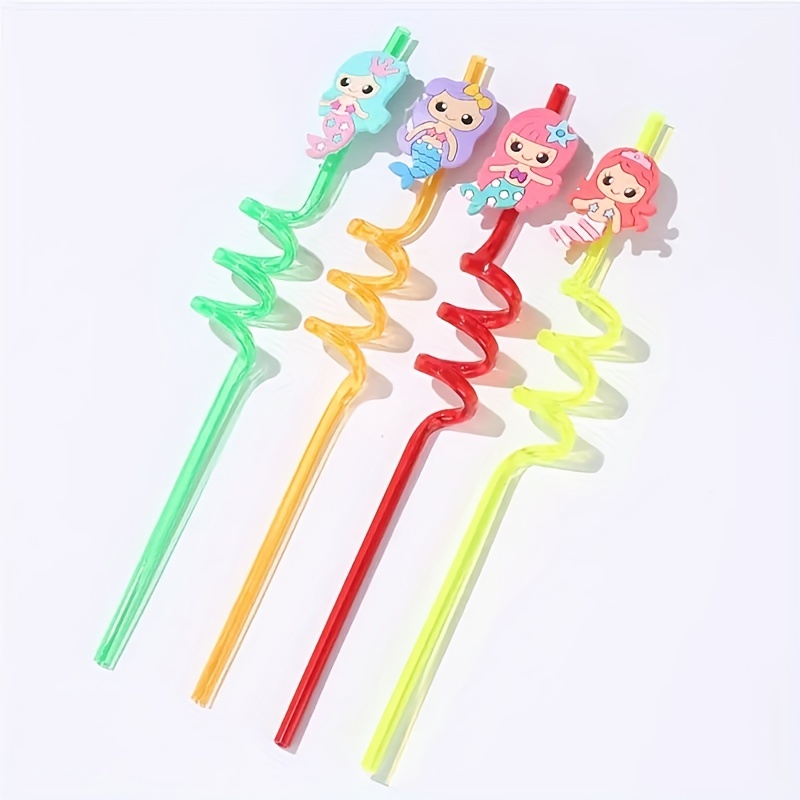 4pcs PVC Drinking Straws Cartoon Animal Unicorn Flamingo Mermaid