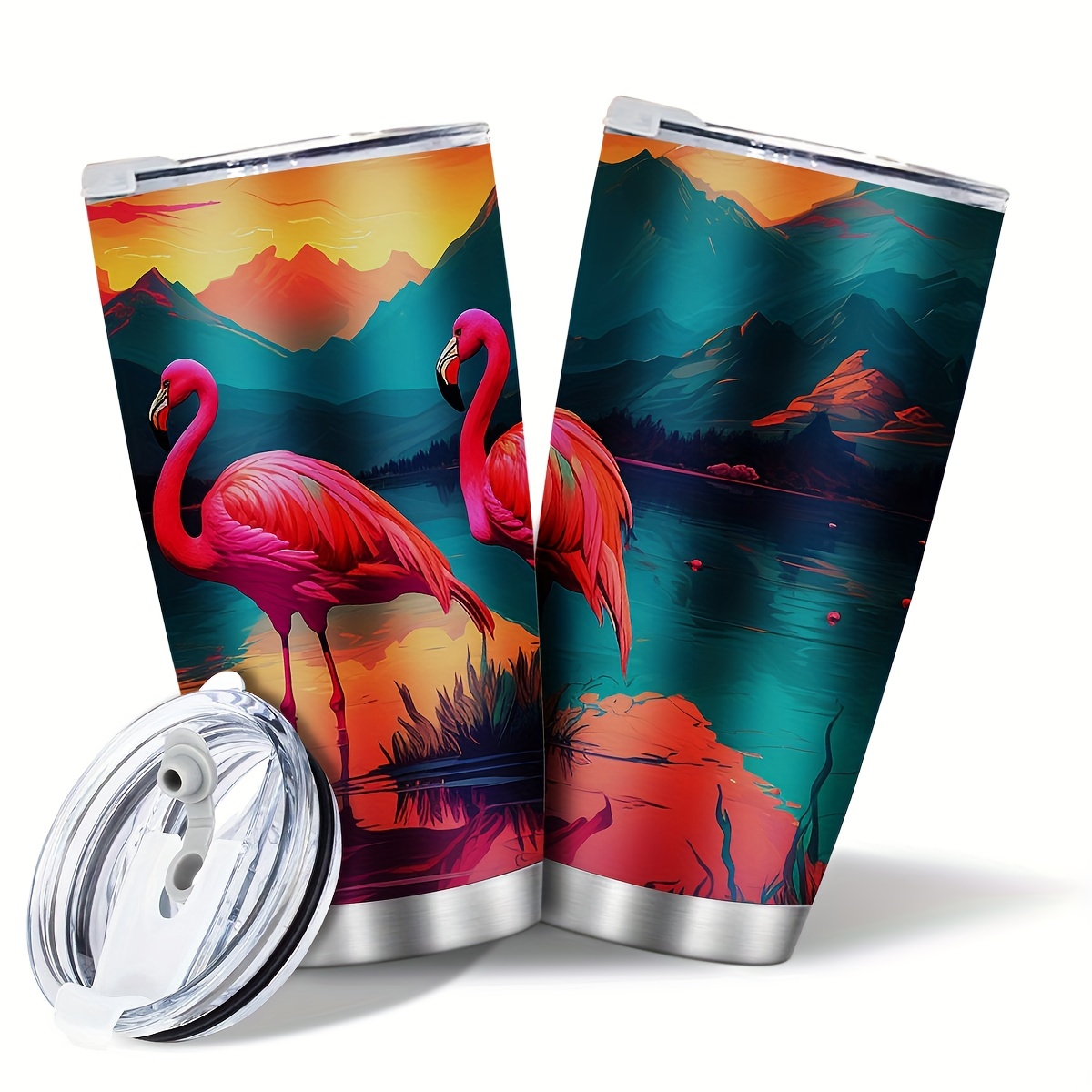 Crazy Flamingo Lady 40oz Stainless Steel Tumbler With Handle