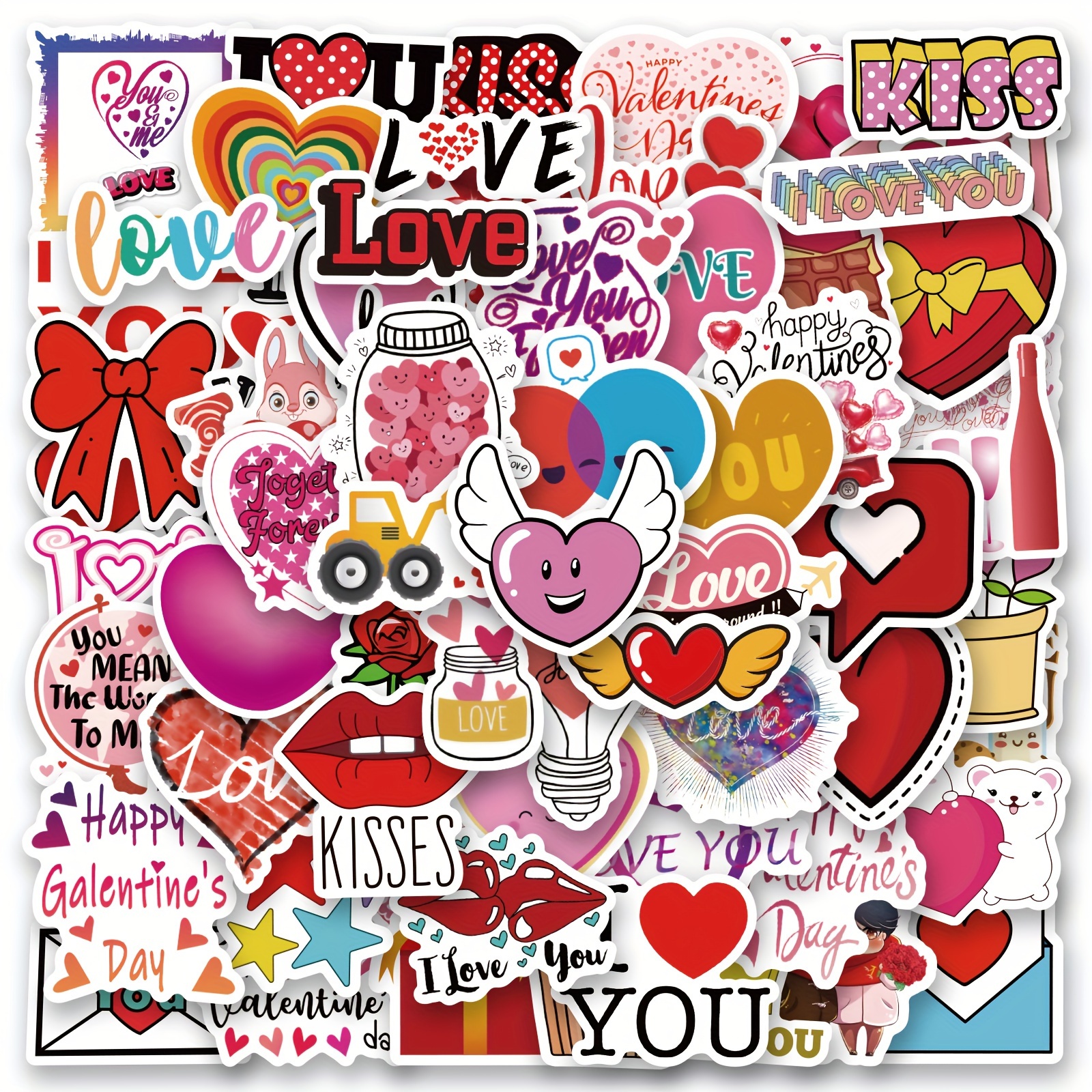  100 Pcs Love Stickers for Water Bottle, I Love You Waterproof  Vinyl Stickers Heart Stickers Valentines Day Stickers for Adults Wedding  Scrapbooking Wall Envelopes Laptop Phone Guitar Water Bottle Luggage 