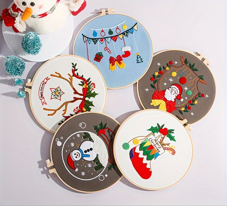 Christmas Pattern Embroidery Kit Christmas Embroidery Set - Temu