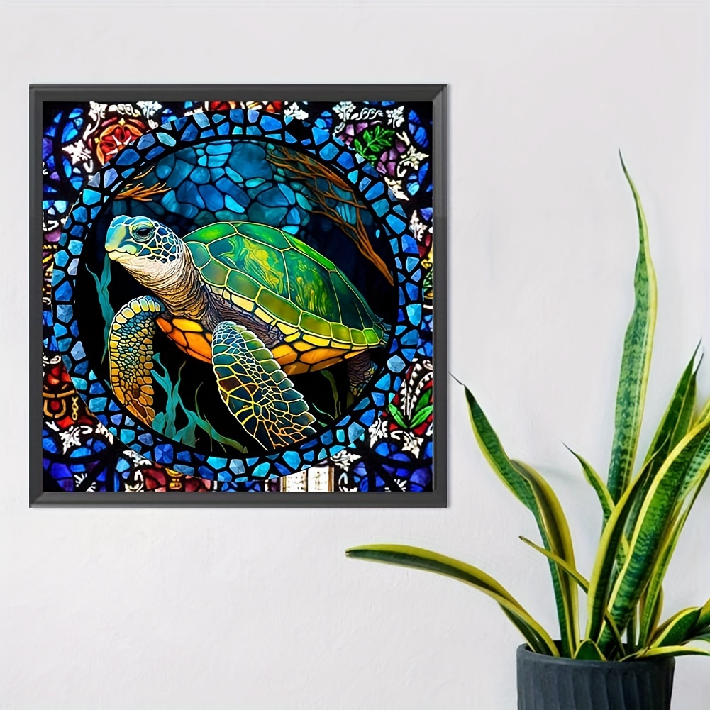 5D Diamond Painting Kits Sea Turtle Stained Glass DIY Diamond Full Round  Drill Diamond Art Painting for Adults with Accessories for Home Wall Decor