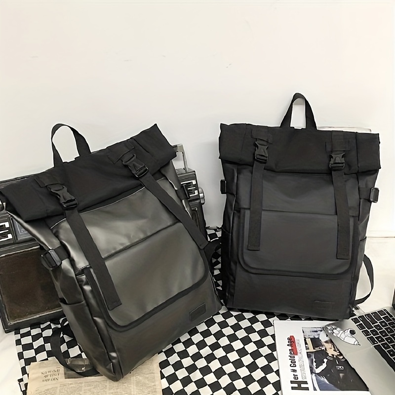 Waterproof Roll Top Flap Backpack for Travel Hiking Lightweight School Daypack