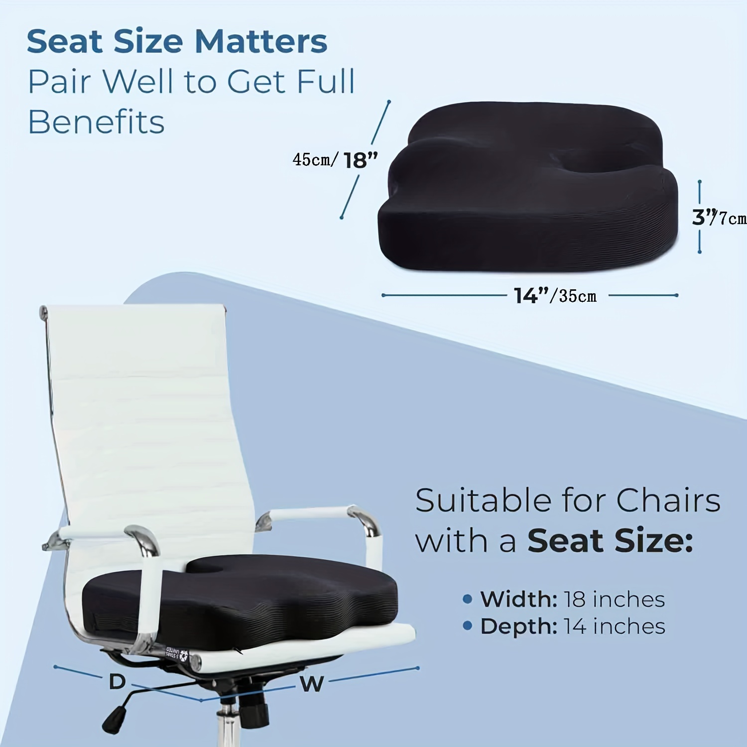 Memory Foam Office Chair Cushion For All-day Sitting, Seat Cushion, Chair  Pad For Car Seat, Wheelchair And Desk Chair,tailbone And Sciatica Pain  Relief Cushion - Temu