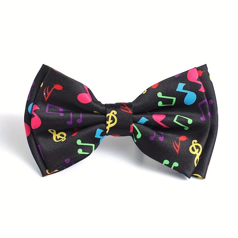 TEMU 1pc Music Note Pattern Bow Tie, Carnival Party Men's Large Bow Tie, Holiday Graduation Party Gift