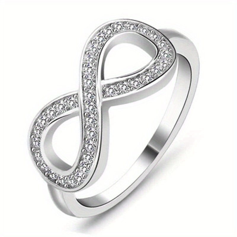 Men's 925 Silver Infinity Endless Love Zircon Ring 8 Shape